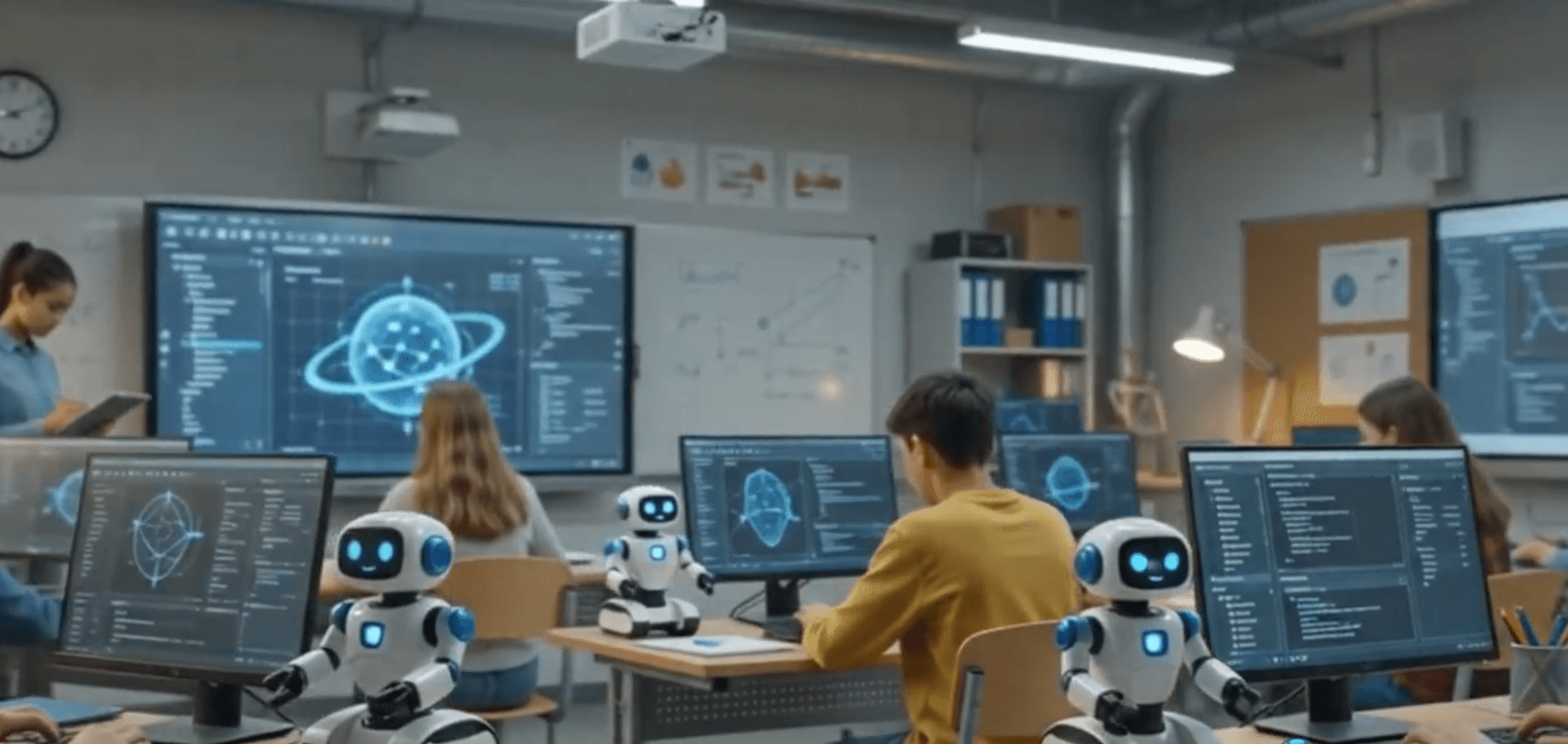 Student using robotics accessories