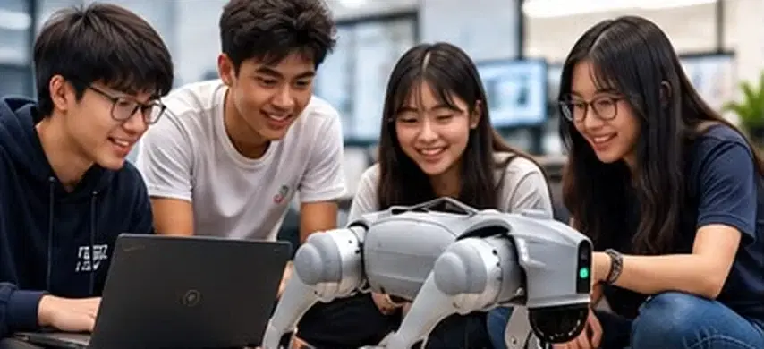 Students learning robotics with Puppy 2.0